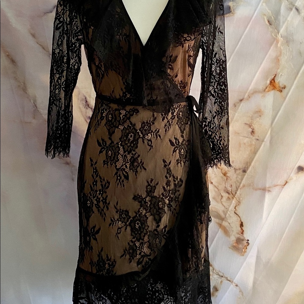 Francescas black lace wrap dress size xsmall